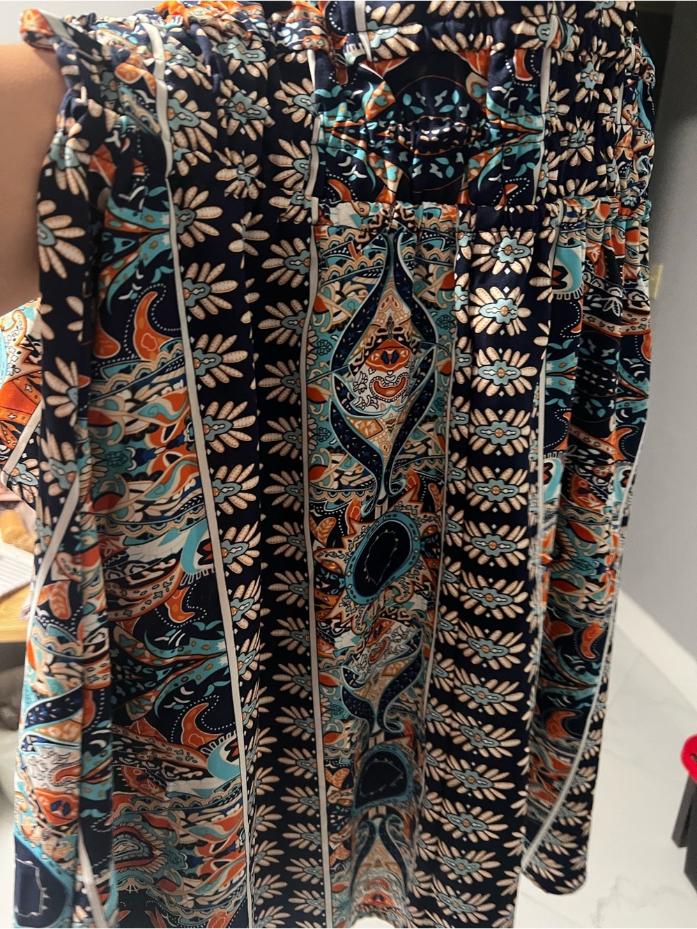 SHEIN Black Midi Dress with Orange & Teal Floral Print - Picture 6 of 8